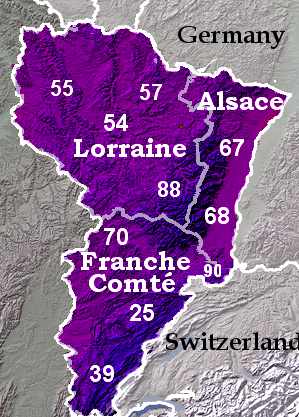 Map of eastern France